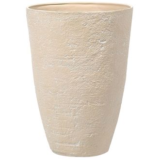Beliani Maceta De Mezcla De Piedra Beige Arena 51 Cm Interior Exterior Camia