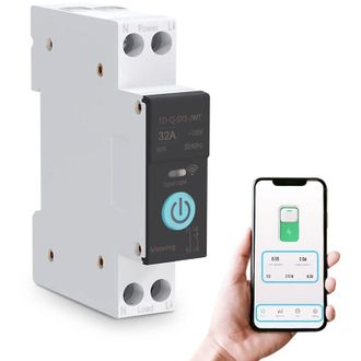 OEM Interruptor Inteligente Wifi De 32 A - Disyuntor Para Riel Din - Voltaje De 230 V - Control Remoto Mediante Aplicaci&oacute;n - Materiales Ign&iacute;fugos -crezuo