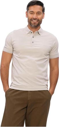 Genti Polo 3 Button SS 1219 - Heren - Polos - Beige - M - Linnen - Tops