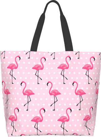 Generic Pink Flamingo15 Shoulder Bag Durable Tote Bag Foldable Handbags For Yoga Travel College