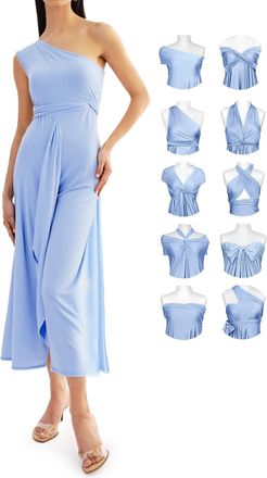 Infinity Beach Dresses for Women Summer - Wrap Dress Long Multi-Way 24 in 1 Elegant for Holidays Festivals Wedding Guests, Dust blue, One Size