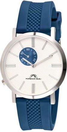 Porsamo Bleu Bennett Silicone Strap Watch, 40mm in Blue And White at Nordstrom Rack