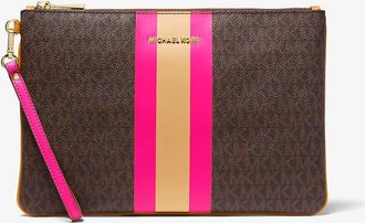 Michael Kors Large Logo Stripe Zip Pouch