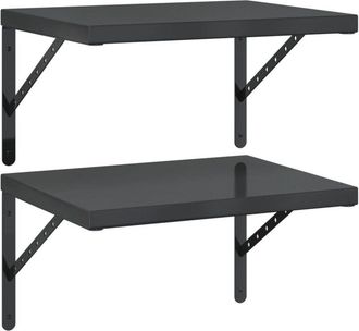 vidaXL Vidaxl - Estantes De Pared 2 Uds Acero Inoxidable Negro 50x40 Cm