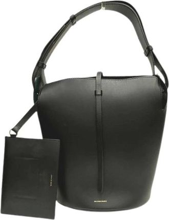 Burberry Pre-owned Bucket Bags, female, Black, Size: ONE SIZE Pre-owned Leather Shoulder Bag