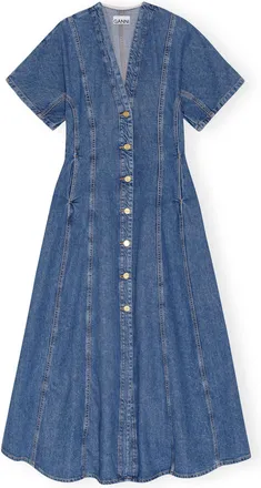 Ganni Blue CIRCULOSE&Acirc; Future Denim Maxi Dress - Size 4 Organic Cotton