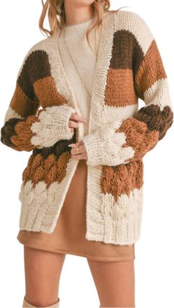 Sadie & Sage Dolly Delight Sweater In Cream Brown Striped