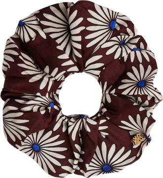 Sandro Printed silk scrunchie in Marron /Bleu at Nordstrom