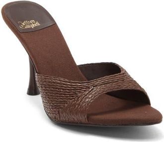 Jeffrey Campbell Agent Slide Sandal in Dark Brown Raffia at Nordstrom, Size 6.5