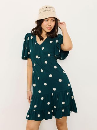 Fat Face FatFace Dark Teal Spot Petite Jersey Dress