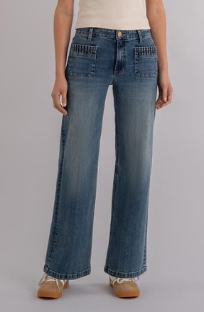 Kut from the Kloth Maya Patch Pocket High Waist Wide Leg Jeans in Affection at Nordstrom, Size 16