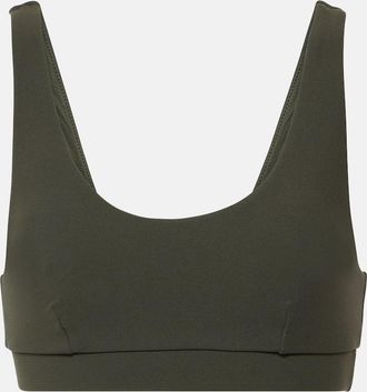 The Upside Peached Daisy logo sports bra