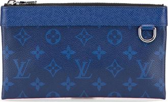 Louis Vuitton Pre-owned Clutches, female, Blue, Size: ONE SIZE Pre-owned Printed Leather Pouch