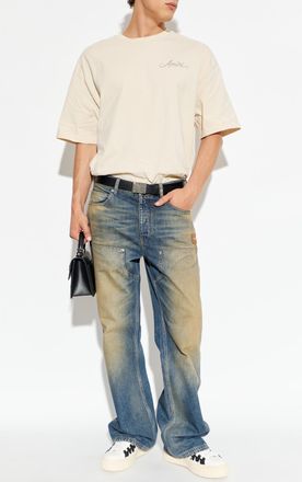 Amiri T-shirt With A Colorful Print On The Back, Mens, Beige