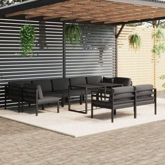 vidaXL Set Muebles De Jard&iacute;n 10 Pzas Y Cojines Aluminio Gris Antracita Vidaxl