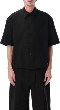 STUDIO NICHOLSON Sanko Short Sleeve Shirt - Heren - Korte mouwen Overhemden - Zwart - M - Katoen - Overhemden