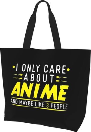 AOOEDM I Only Care About Anime Ladies Canvas Tote Reusable Shopping Bag