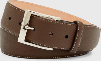 Simonnot Godard Mens Lagun Grained Leather Belt, 40mm