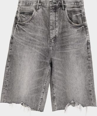 Purple Men & apos;s High Summer Distressed Asymmetric Denim Shorts