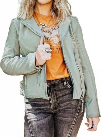 Mauritius Karyn Moto Jacket In Light Sage