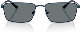 Emporio Armani 57mm Rectangular Sunglasses in Metalized Blue /Dark Blue at Nordstrom