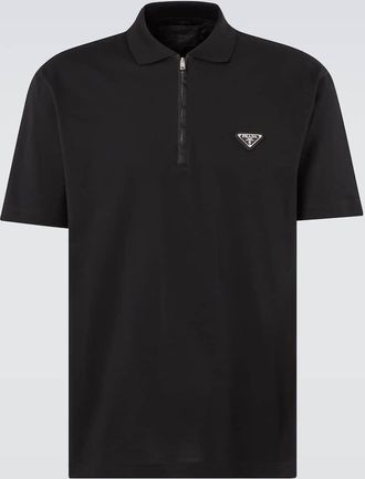 Prada Polo in piqué di cotone con finiture in Re-Nylon
