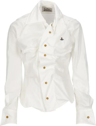 Vivienne Westwood Witte Katoenen Overhemd met Asymmetrische Kraag - Dames - Overhemden - Wit - XS - Katoen - Overhemden