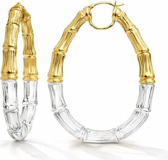 Gold & Honey Womens Duchess Bamboo Lucite Hoop Earrings In Clear/ Gold