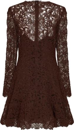 Ermanno Scervino Womens Mini Dress Rebrod&eacute; Lace Brown Polyester