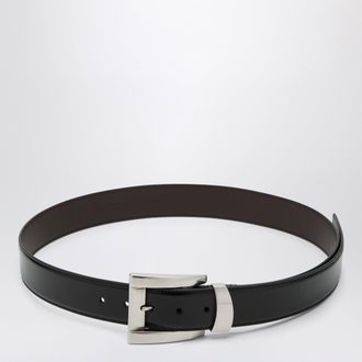 Versace Black leather belt with logo lettering