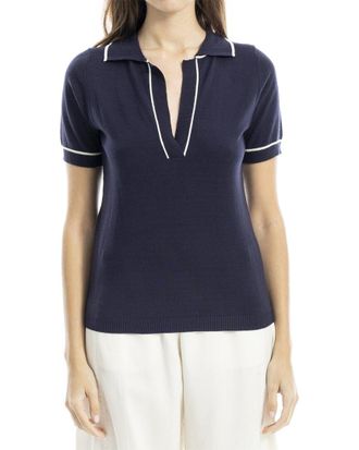 Max Studio V-Neck Polo Top