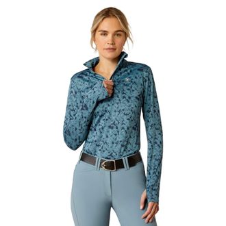 Ariat Womens Prophecy 1/4 Zip Baselayer Top Long Sleeve in Navy Eclipse Bluestone, Size X-Small, by Ariat