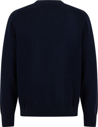 HUGO BOSS Mens Wool Crew Neck Sweater Dark Blue Virgin Sweatshirts