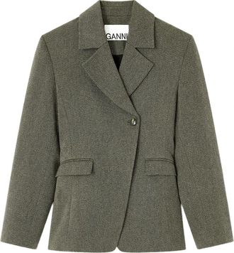 Ganni Blazer - Dames - Blazers - Groen - XS - Katoen - Jassen