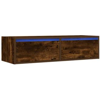 vidaXL Tv Cabinet with led Lights Smoked Oak 100X35.5x25 cm Vidaxl