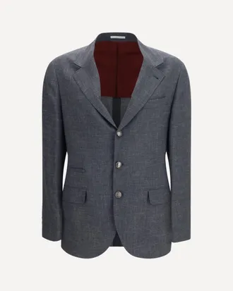 Brunello Cucinelli Deconstructed Jacket in flame-textured wool, silk, and linen Male 50