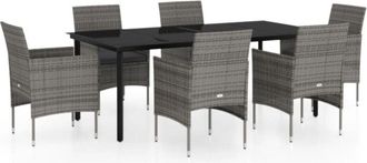 vidaXL Vidaxl - Juego De Comedor De Jard&iacute;n 7 Piezas Con Cojines Gris Y Negro