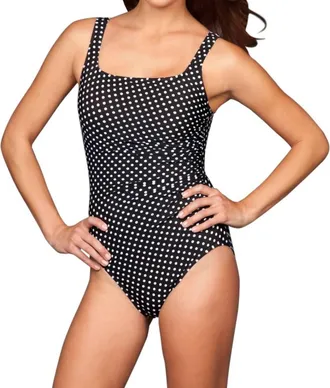 Miraclesuit Dippin Dots Sideswipe Underwire One Piece Swimsuit In Black/white