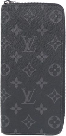 Louis Vuitton Black Coated Canvas Long Wallet (Bi-Fold) (Pre-Owned)