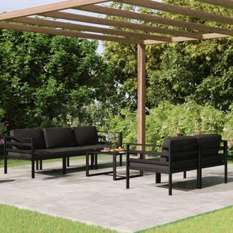 vidaXL Set Muebles De Jard&iacute;n 6 Pzas Y Cojines Aluminio Gris Antracita Vidaxl