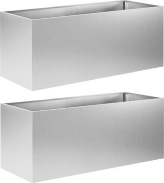 vidaXL Macetero De Jard&iacute;n 2 Uds. Plateado 80 X 40 X 40 Cm Vidaxl