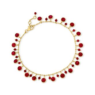 Ross-Simons Ruby Drop Anklet in 18kt Gold Over Sterling