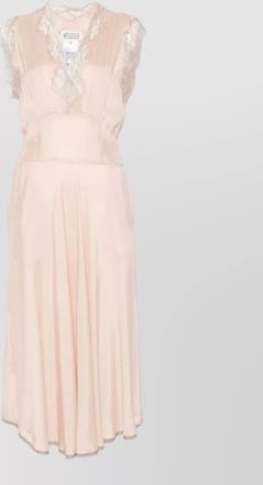 Maison Margiela belted lace dress knee length v neckline