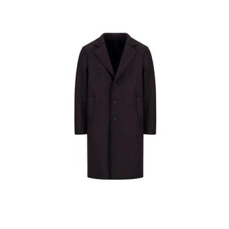 Harris Wharf London Gestreepte Cashmere Blend Overjas - Heren - Mantel - Zwart - 2XL - Wol - Jassen