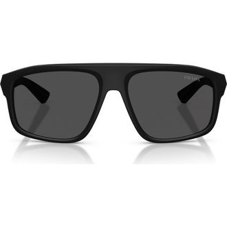 Prada 59mm Shield Sunglasses in Matte Black /Dark Grey at Nordstrom