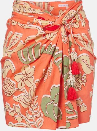 Poupette St Barth Tilda gathered printed cotton miniskirt