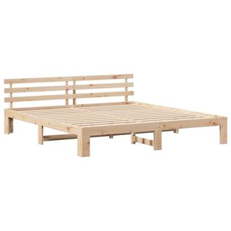 Berkfield Home Pine Wood Bed Frame Natural Solid Pine wood 200 x 200 cm Durable in Light Tan