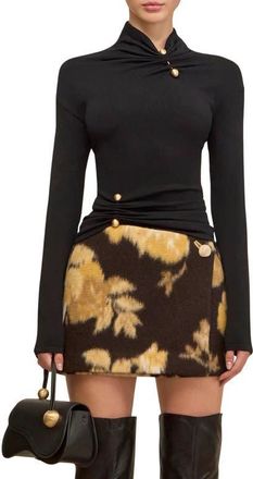 Cult Gaia Callie Asymmetric Neck Top in Black at Nordstrom, Size X-Small