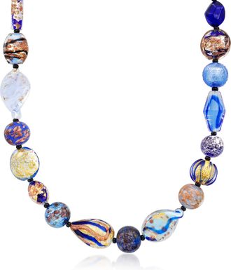 Ross-Simons Italian Multicolored Murano Glass Bead Necklace in 18kt Gold Over Sterling