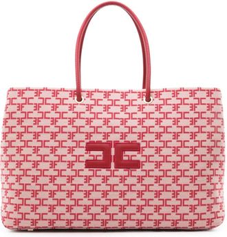 Elisabetta Franchi logo-appliqué monogram tote bag - women - Polyamide/Polyester/Cotton - One Size - Red